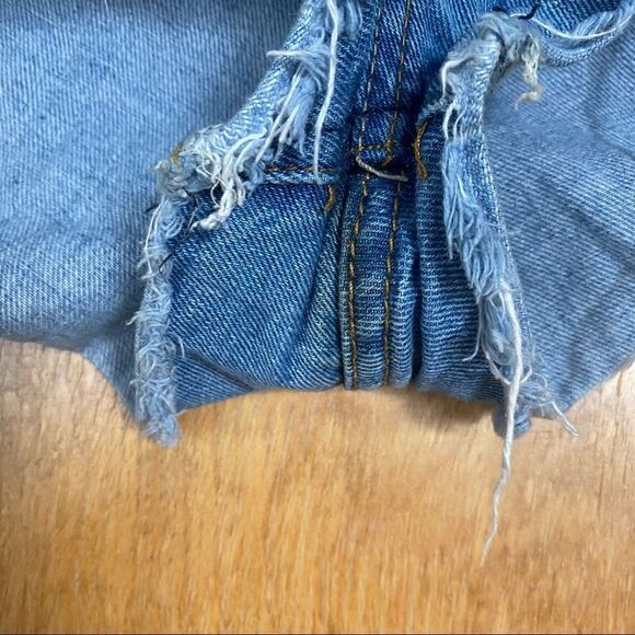 Love Culture Blue Perfectly Oversized Distressed Denim Jean Shorts for Summer - Picture 3 of 5
